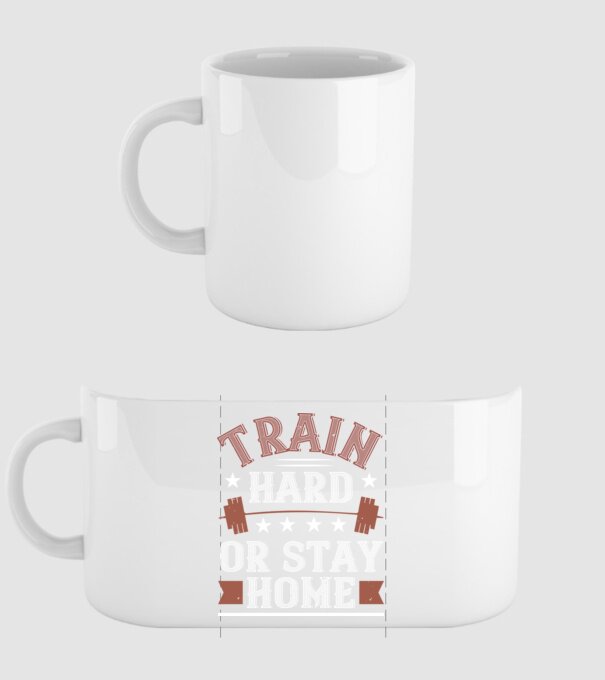 Train Hard model alb pe tricou