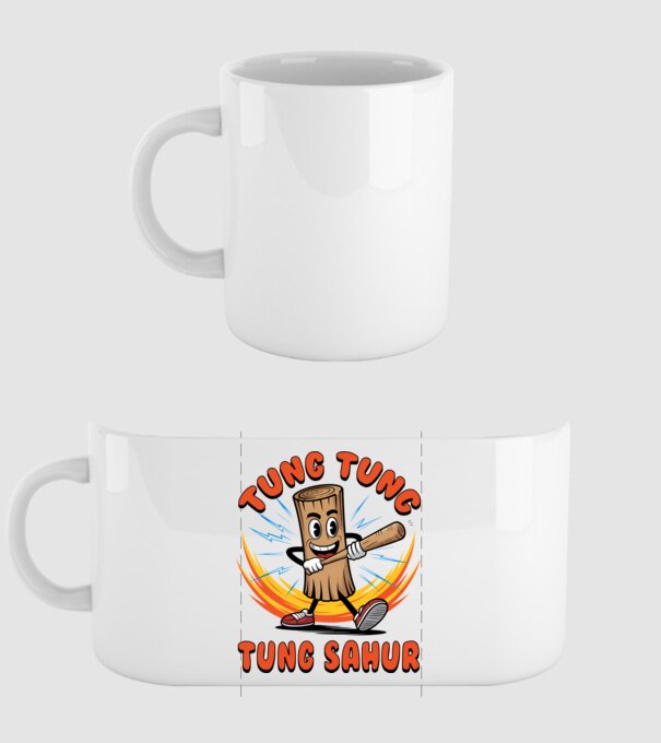 Tung Tung Tung Sahur drăguț model alb pe tricou