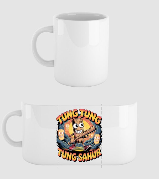 Tung Tung Tung Sahur Retro model alb pe tricou