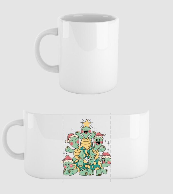Turtle christmas tree model alb pe tricou
