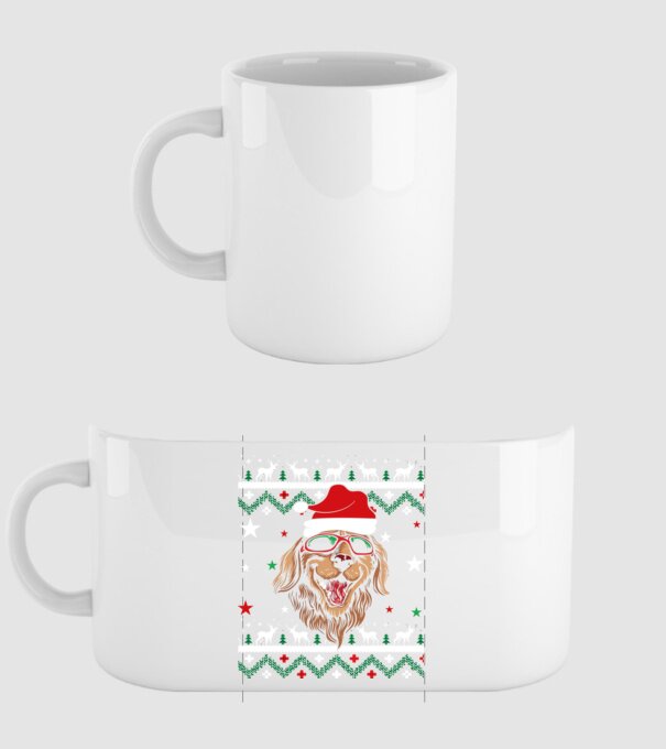 Ugly sweater dog model alb pe tricou