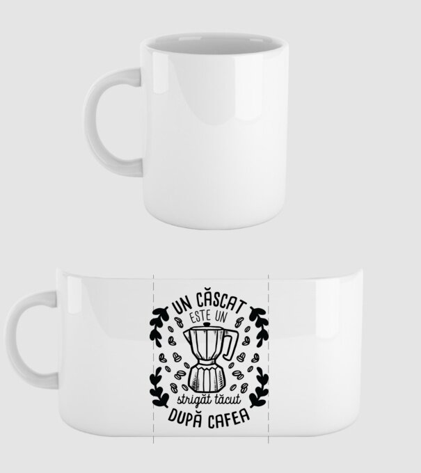 Un căscat este un strigăt tăcut după cafea model alb pe tricou