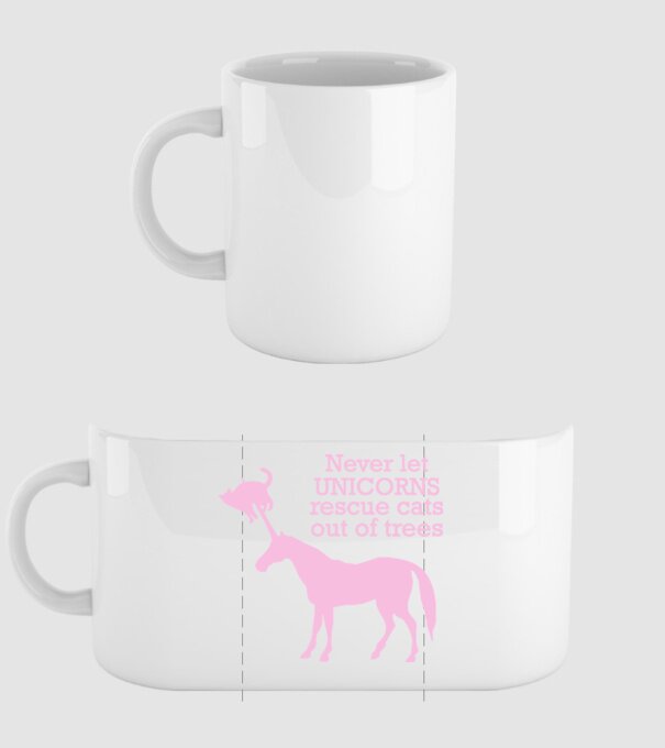 unicorn cat model alb pe tricou