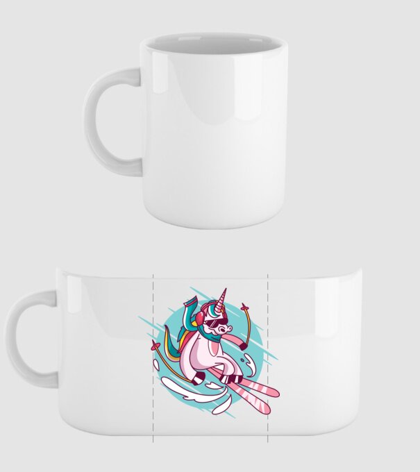Unicorn ski model alb pe tricou