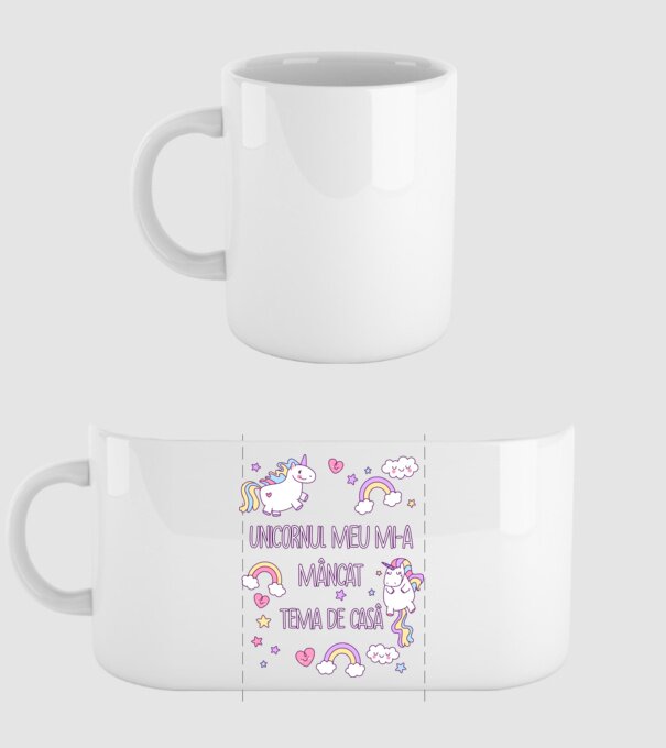 Unicornul meu mi-a mâncat tema de casă model alb pe tricou