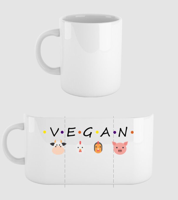 Vegan friends model alb pe tricou