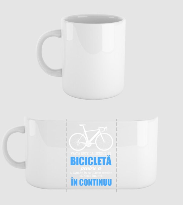 Viața este ca mersul pe bicicletă, pentru a rămâne în echilibru trebuie să mergi înainte în continuu model alb pe tricou