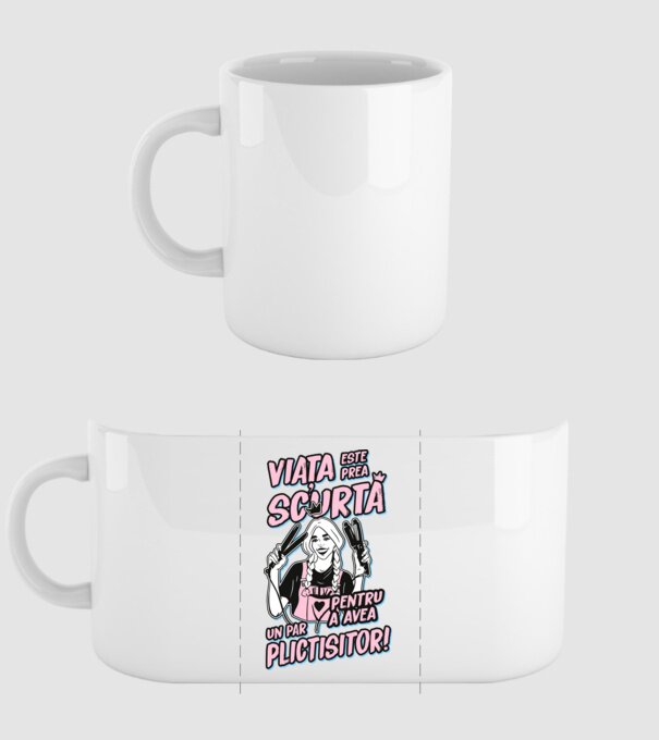 viata este prea scurta pentru a avea un par plictisitor model alb pe tricou