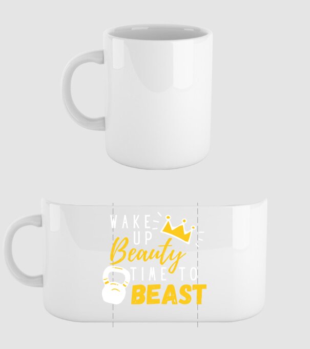 Wake Up Beauty Time To Beast model alb pe tricou