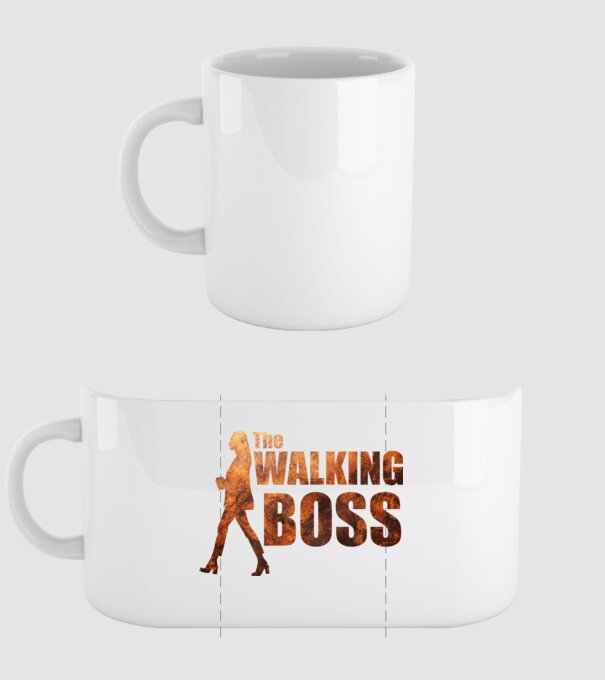 Walking bos model alb pe tricou