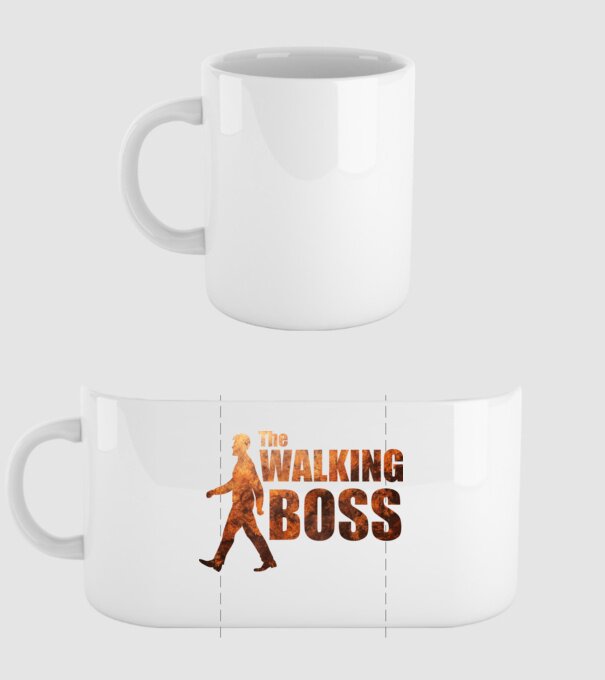 Walking boss model alb pe tricou