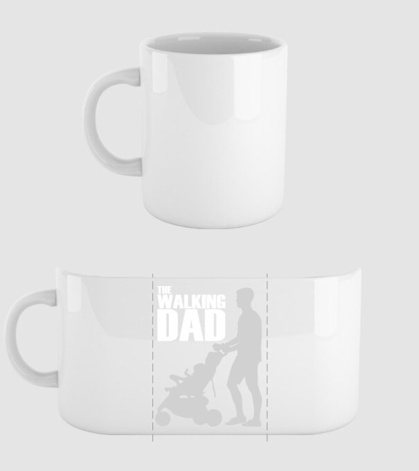 Walking dad model alb pe tricou