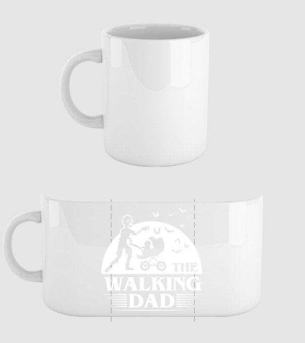 Walking dad model alb pe tricou