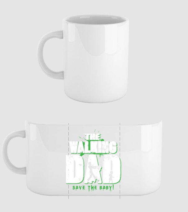 Walking dad green model alb pe tricou