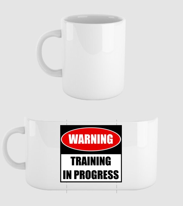 Warning Training In Progress model alb pe tricou