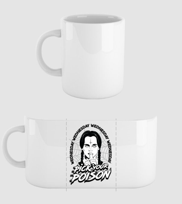 WEDNESDAY Pick your poison model alb pe tricou