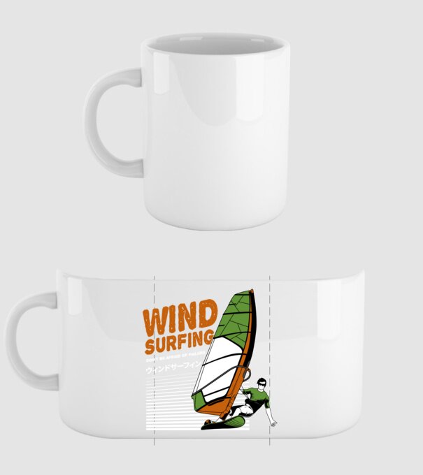 Wind Surf model alb pe tricou