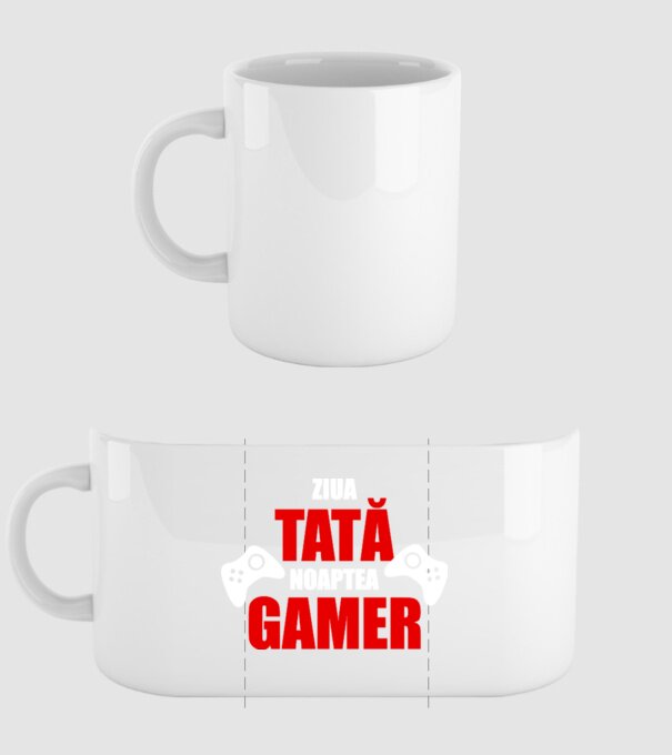 ziua tată noaptea gamer model alb pe tricou