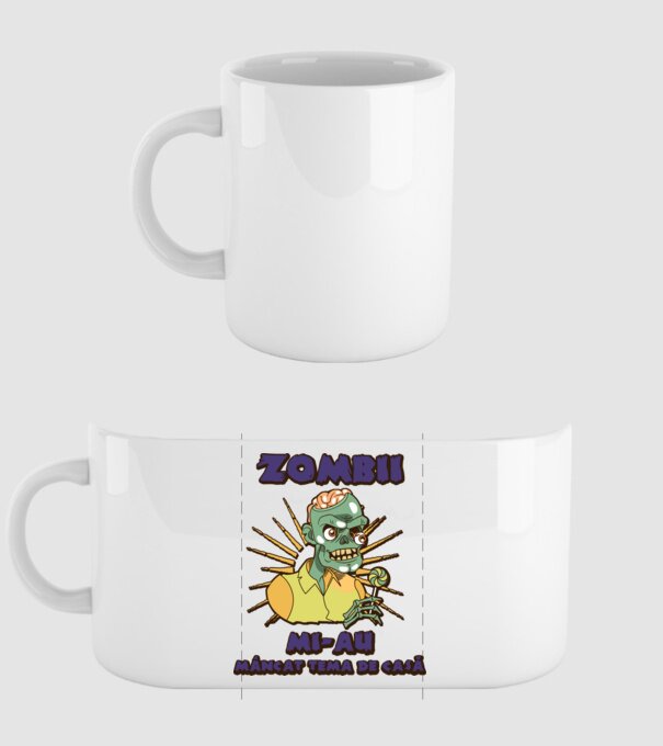 Zombii mi-au mâncat tema de casă model alb pe tricou