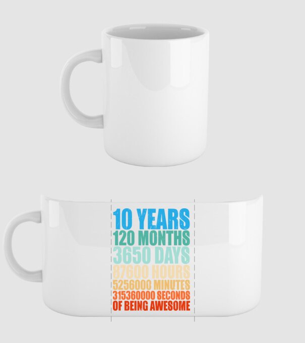 10 years of being awesome model alb pe tricou