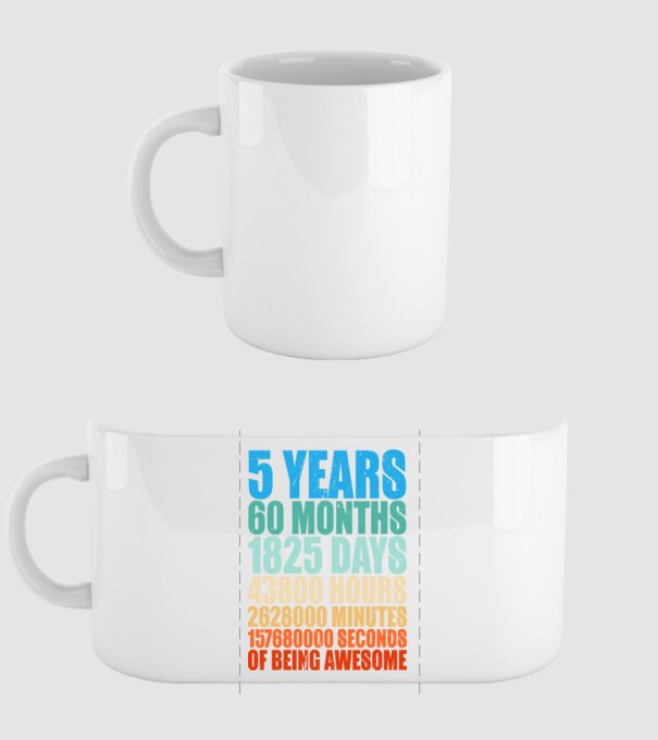 5 years of being awesome model alb pe tricou