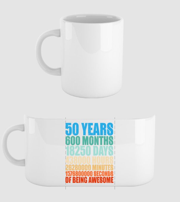 50 years of being awesome model alb pe tricou