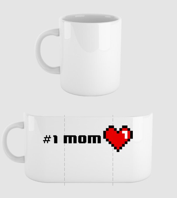 8bit mom number one model alb pe tricou