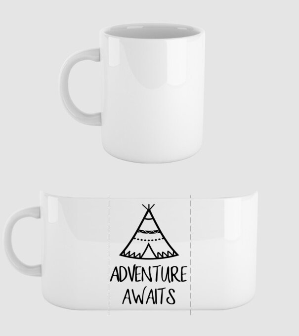 Adventure awaits teepee model alb pe tricou