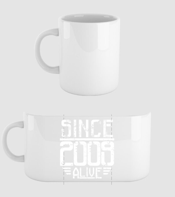 Alive since 2009 model alb pe tricou