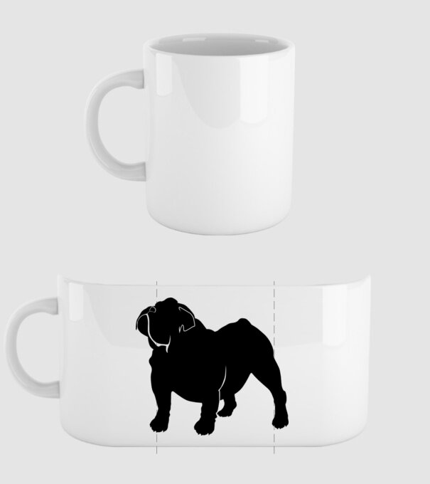 Bulldog englezesc model alb pe tricou