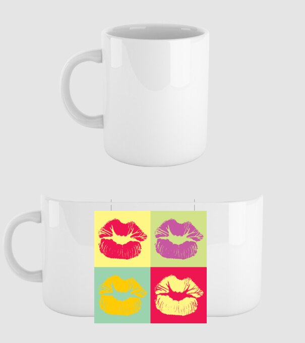 Pop Art Kiss model alb pe tricou