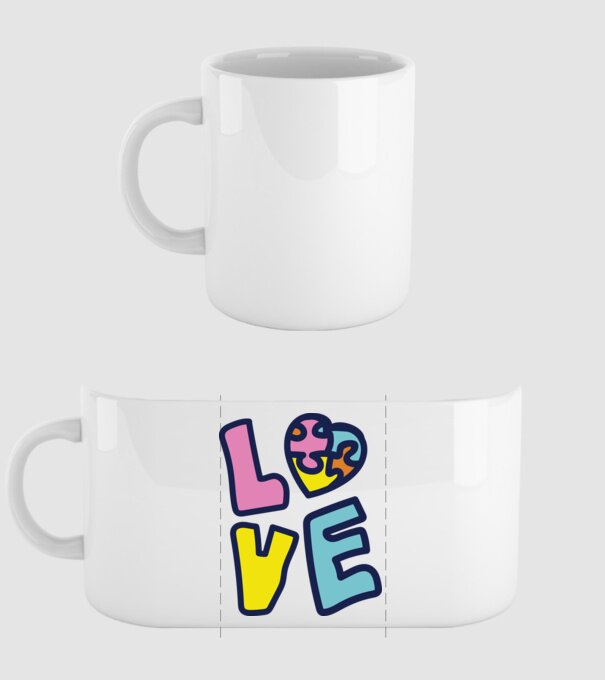 Ziua Mondială a Autismului LOVE model alb pe tricou