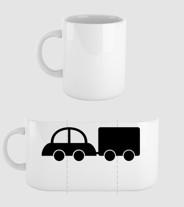 Car with tail model alb pe tricou