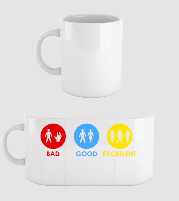Bad, Good, Excellent model alb pe tricou