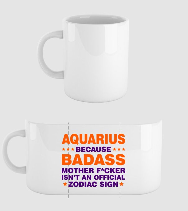 Badass zodiac AQUARIUS model alb pe tricou