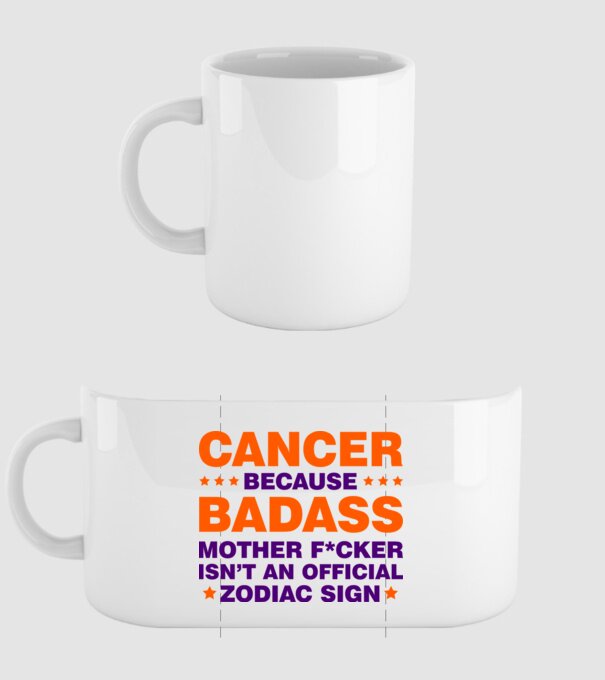 Badass zodiac CANCER model alb pe tricou