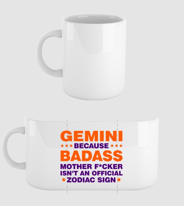 Badass zodiac GEMINI model alb pe tricou