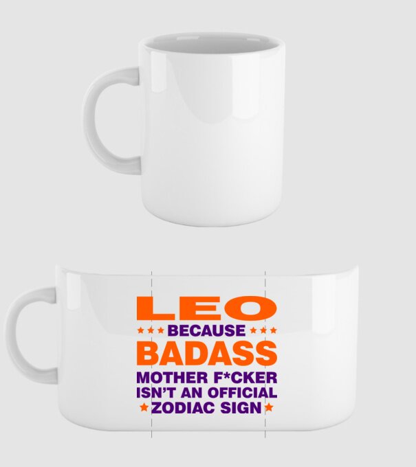 Badass zodiac LEO model alb pe tricou
