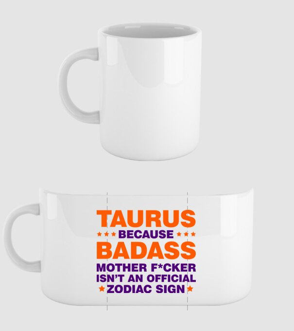 Badass zodiac TAURUS model alb pe tricou