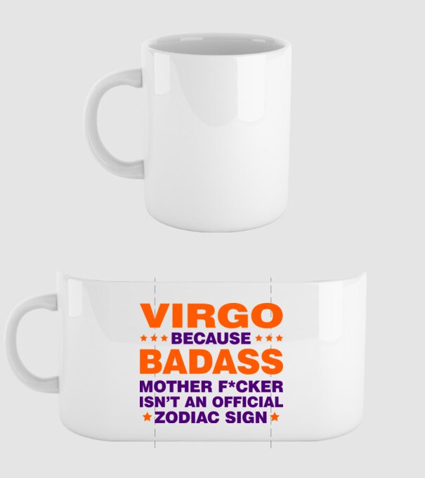 Badass zodiac VIRGO model alb pe tricou