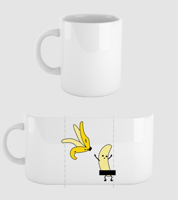 Cuplu Banană băiat model alb pe tricou