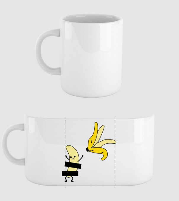 Cuplu Banană fată model alb pe tricou