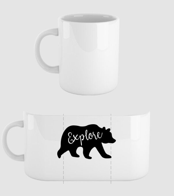 Bear explore model alb pe tricou