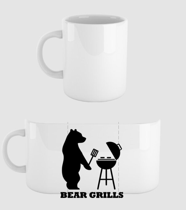 Bear Grills model alb pe tricou