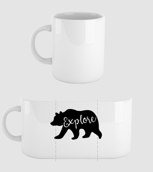 Bear left explore model alb pe tricou