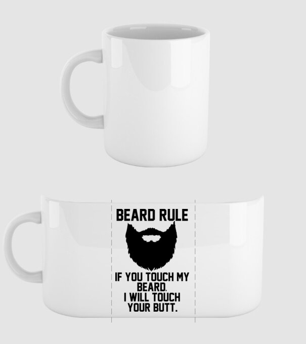 Beard Rules model alb pe tricou