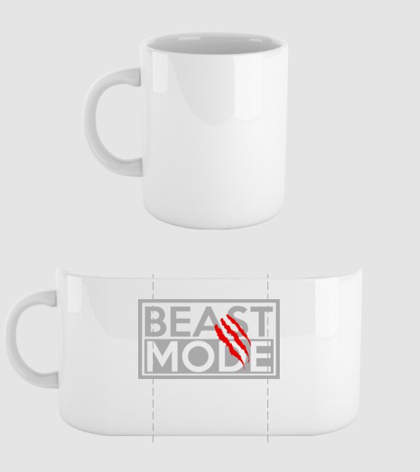 Beast mode model alb pe tricou