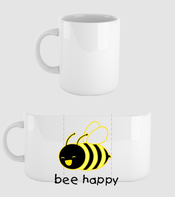 bee happy model alb pe tricou