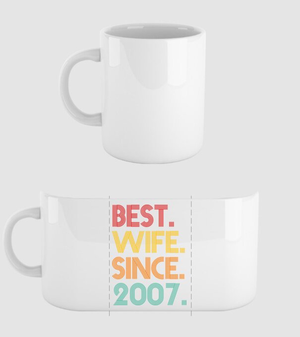 best wife since 2007 retro model alb pe tricou
