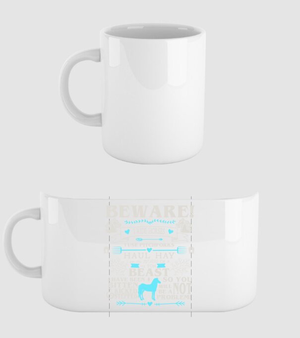 Beware i ride horses model alb pe tricou